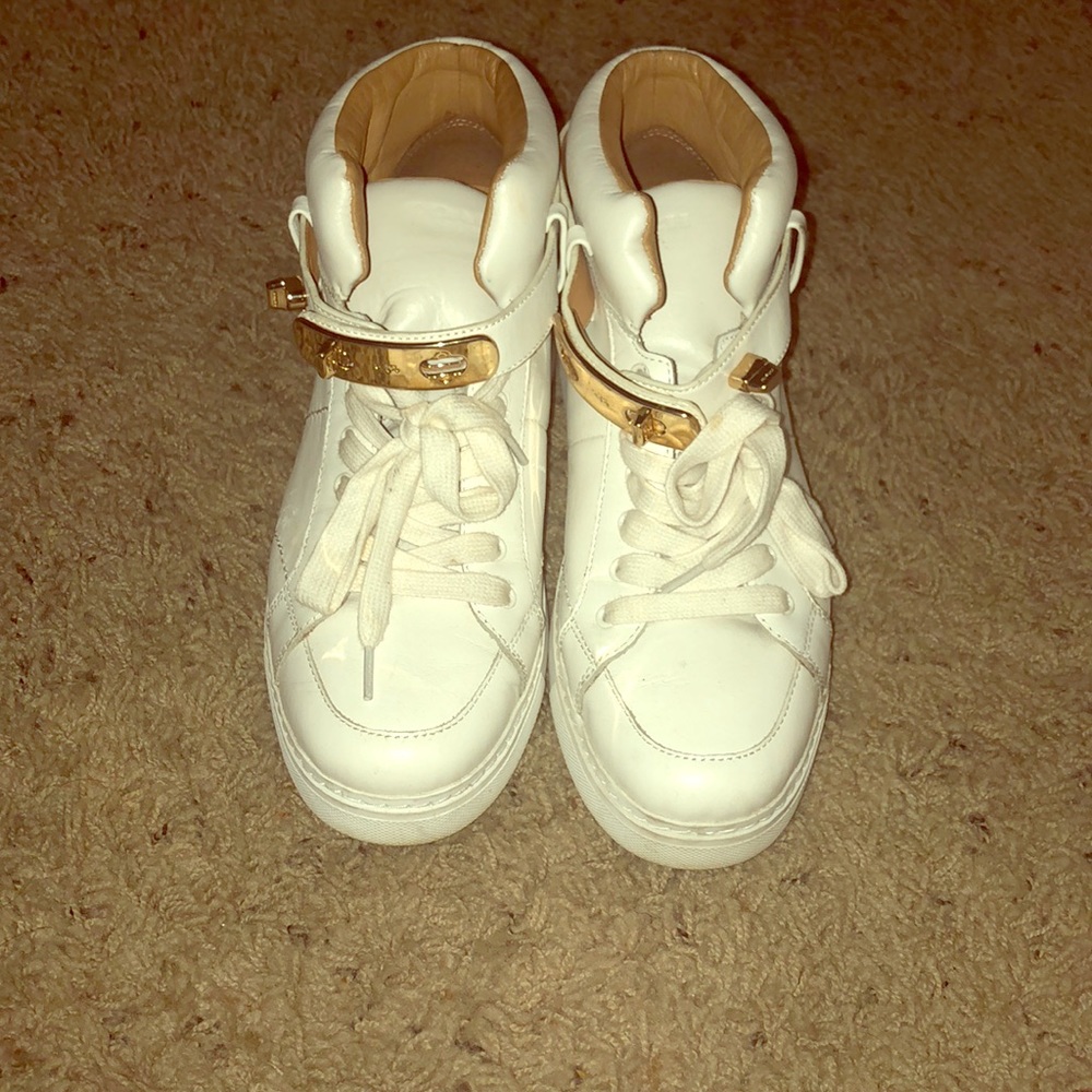 All White & Gold Coach sneaker